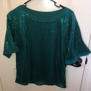 Emerald green sequin top! Brand new!